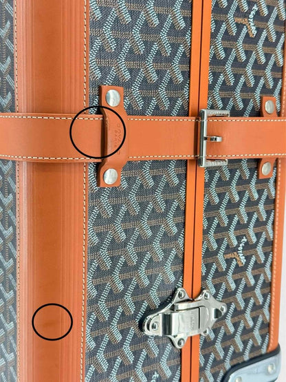 Pre - loved GOYARD Bourget Black & Tan Goryardine Rolling Luggage at Reems Closet