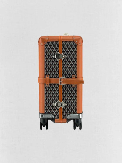 Pre - loved GOYARD Bourget Black & Tan Goryardine Rolling Luggage at Reems Closet