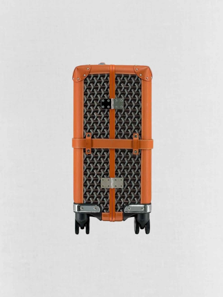 Pre - loved GOYARD Bourget Black & Tan Goryardine Rolling Luggage at Reems Closet