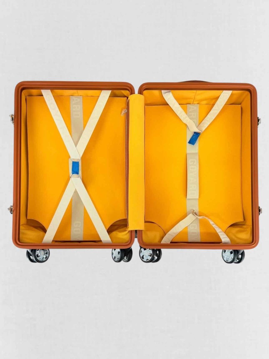 Pre - loved GOYARD Bourget Black & Tan Goryardine Rolling Luggage at Reems Closet