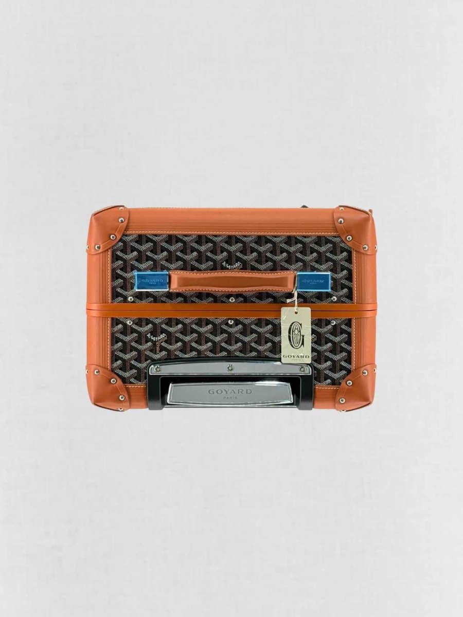 Pre - loved GOYARD Bourget Black & Tan Goryardine Rolling Luggage at Reems Closet