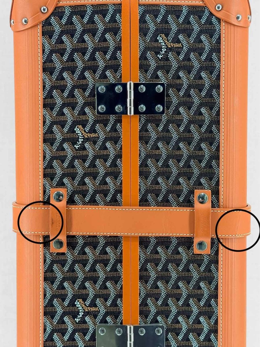 Pre - loved GOYARD Bourget Black & Tan Goryardine Rolling Luggage at Reems Closet