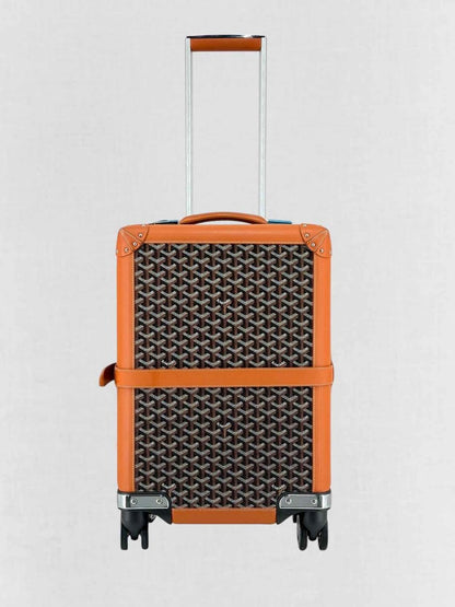 Pre - loved GOYARD Bourget Black & Tan Goryardine Rolling Luggage at Reems Closet