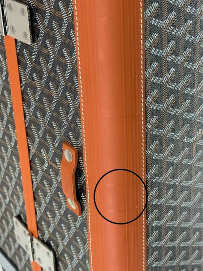 Pre - loved GOYARD Bourget Black & Tan Goryardine Rolling Luggage at Reems Closet