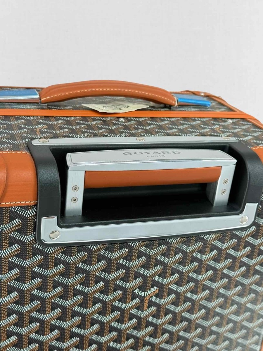 Pre - loved GOYARD Bourget Black & Tan Goryardine Rolling Luggage at Reems Closet