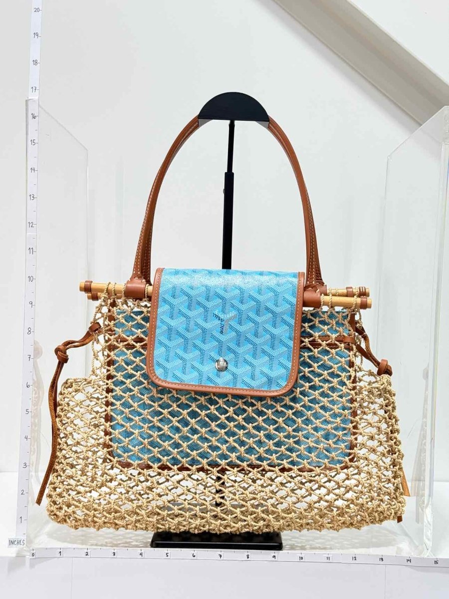 Pre-loved GOYARD Limited Edition Brown & Blue Tote Bag at Reems Closet