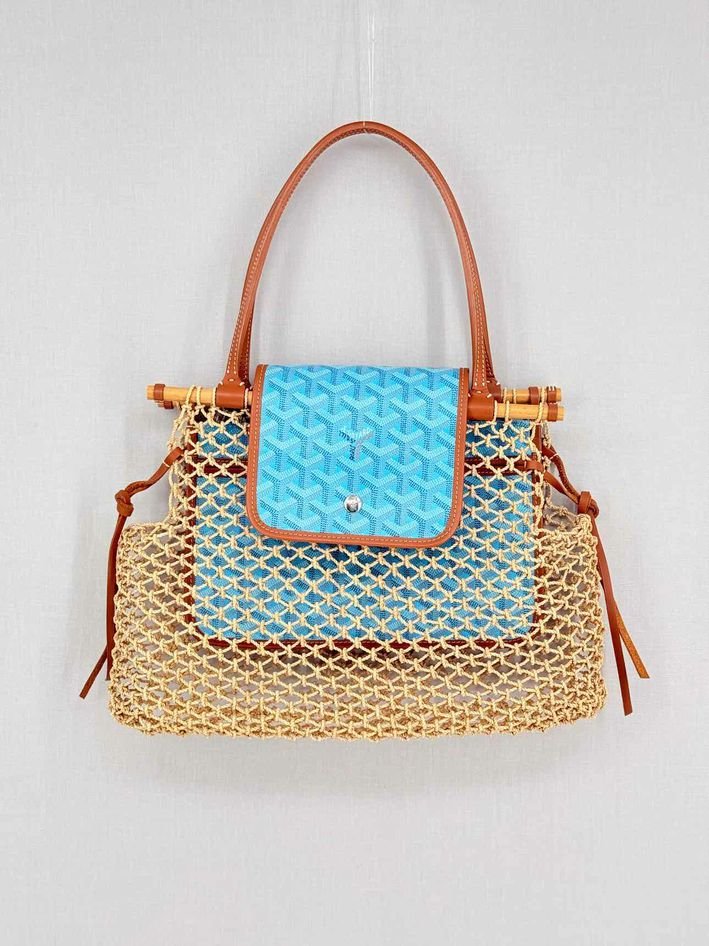 Pre-loved GOYARD Limited Edition Brown & Blue Tote Bag at Reems Closet