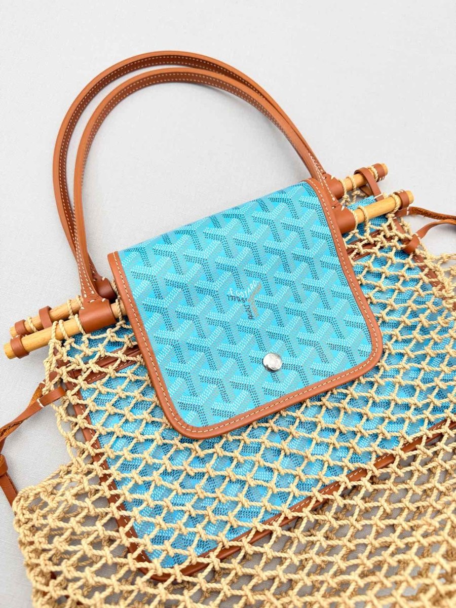 Pre-loved GOYARD Limited Edition Brown & Blue Tote Bag at Reems Closet