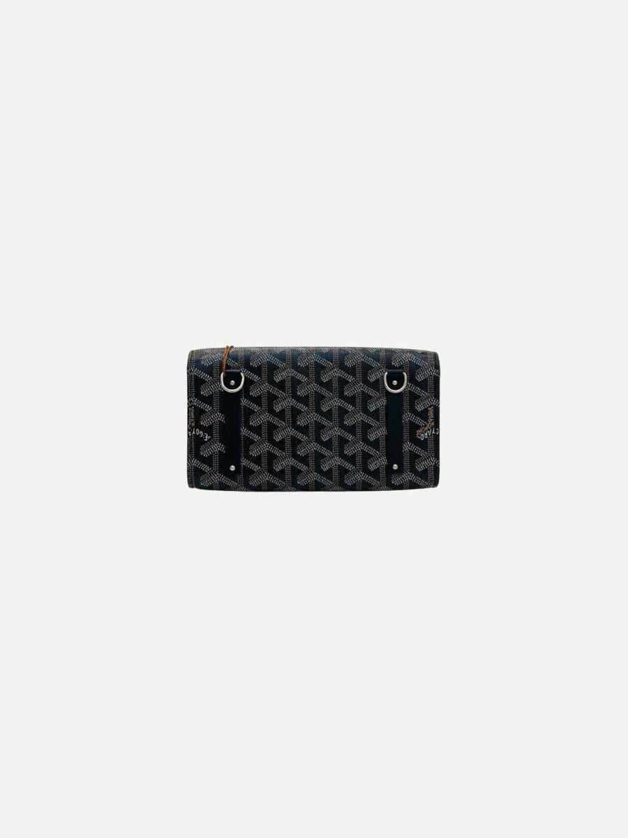 Pre - loved GOYARD Monte - Carlo PM Black Goyardine Chevron Clutch at Reems Closet