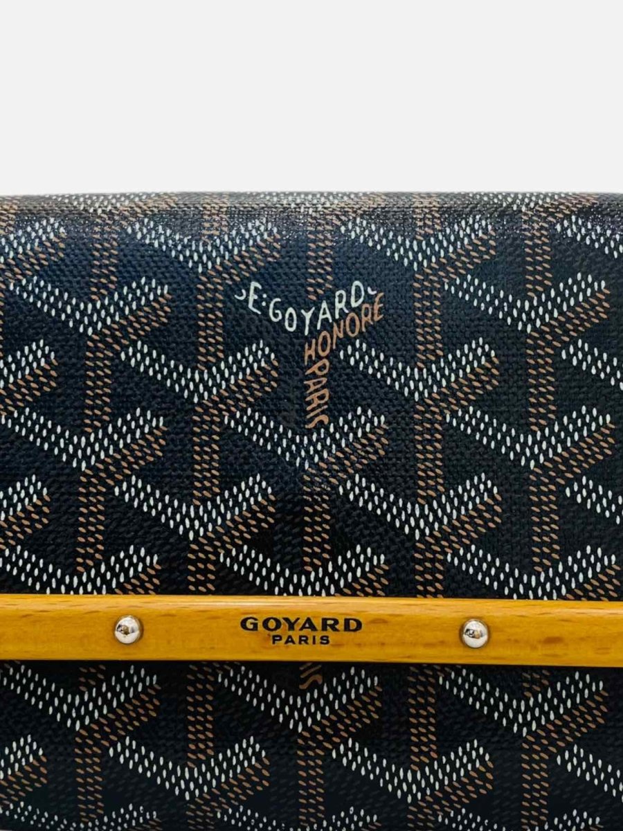 Pre - loved GOYARD Monte - Carlo PM Black Goyardine Chevron Clutch at Reems Closet