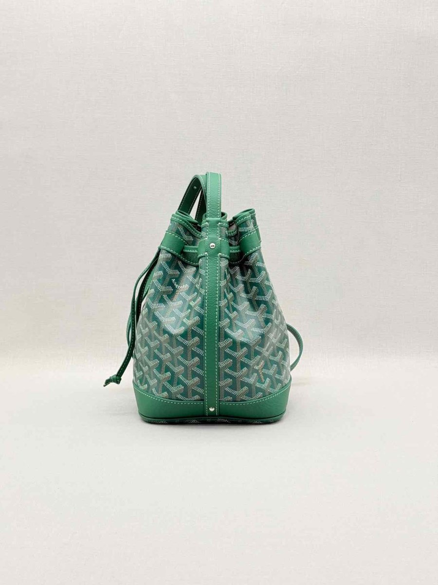 Pre-loved GOYARD Petit Flot Green Goyardine Chevron Bucket Bag at Reems Closet