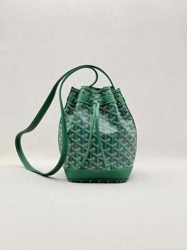 Pre-loved GOYARD Petit Flot Green Goyardine Chevron Bucket Bag at Reems Closet