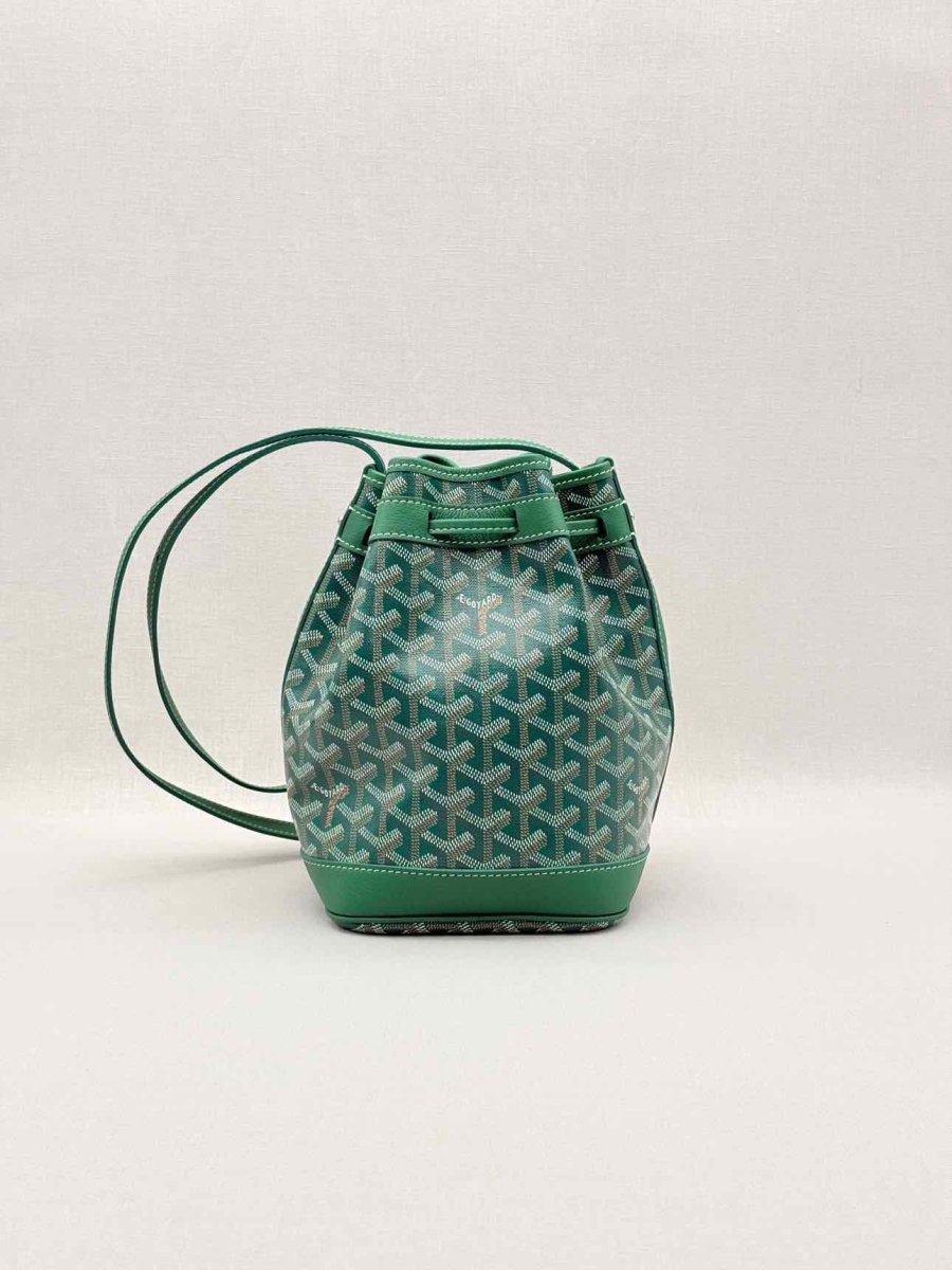 Pre-loved GOYARD Petit Flot Green Goyardine Chevron Bucket Bag at Reems Closet
