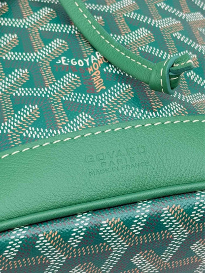 Pre-loved GOYARD Petit Flot Green Goyardine Chevron Bucket Bag at Reems Closet