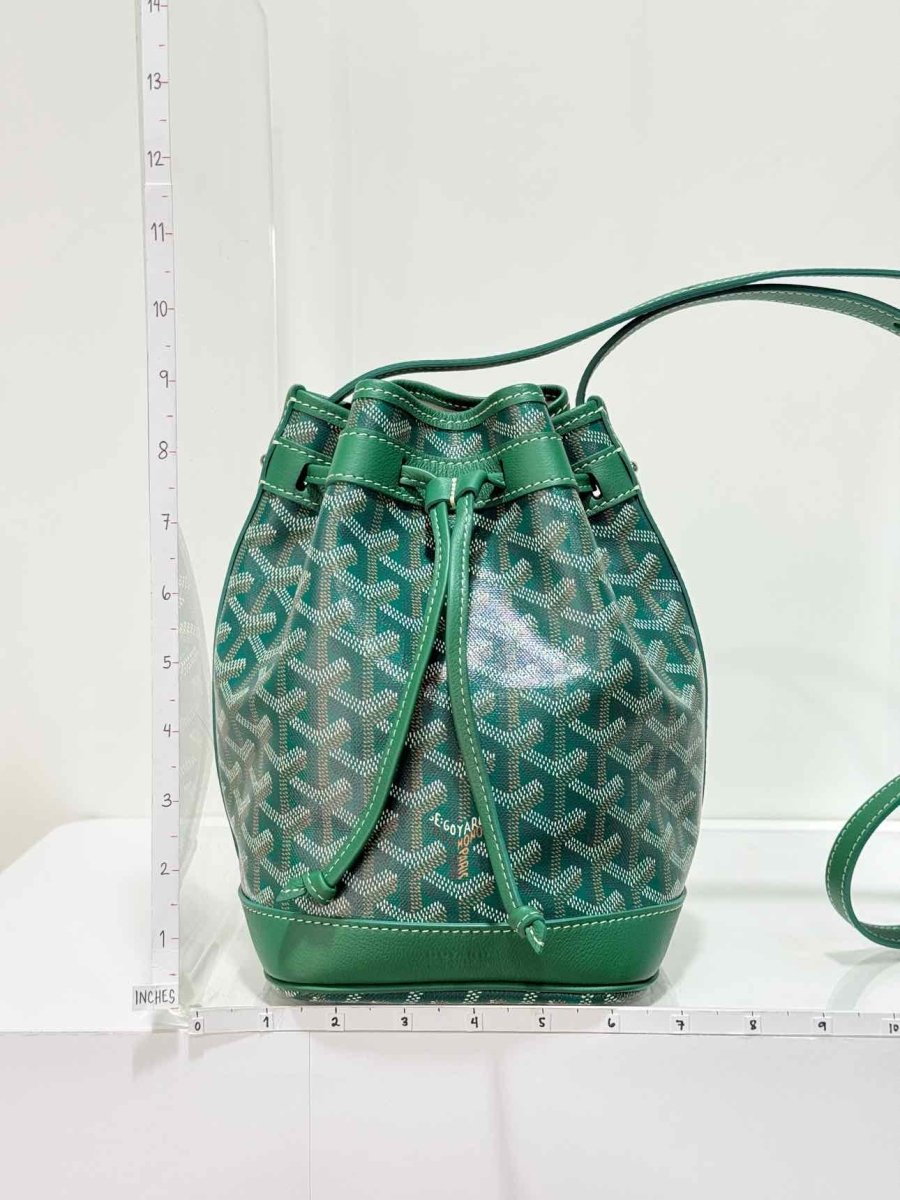 Pre-loved GOYARD Petit Flot Green Goyardine Chevron Bucket Bag at Reems Closet