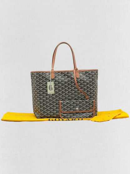 Pre - loved GOYARD Saint Louis PM Black & Tan Tote Bag at Reems Closet