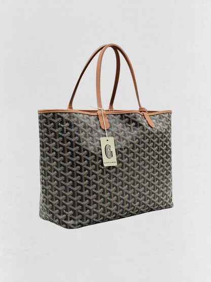 Pre - loved GOYARD Saint Louis PM Black & Tan Tote Bag at Reems Closet