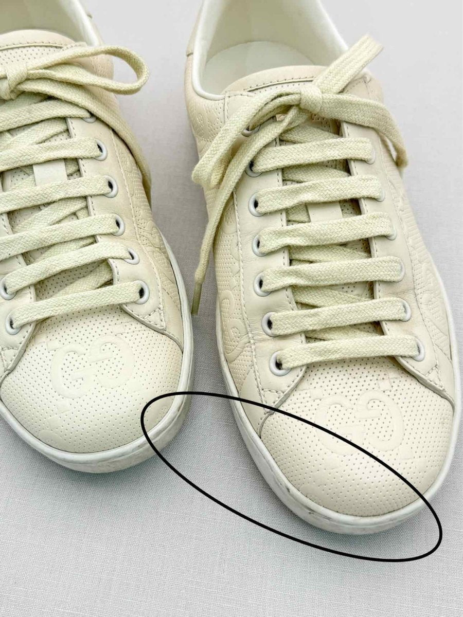 Pre-loved GUCCI Ace Cream GG Embossed Size EU 39 Sneakers at Reems Closet