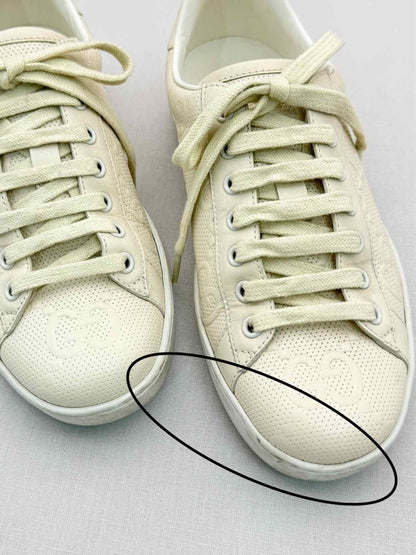 Pre-loved GUCCI Ace Cream GG Embossed Size EU 39 Sneakers at Reems Closet
