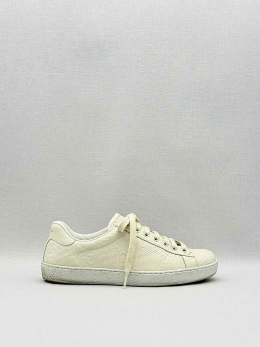 Pre-loved GUCCI Ace Cream GG Embossed Size EU 39 Sneakers at Reems Closet