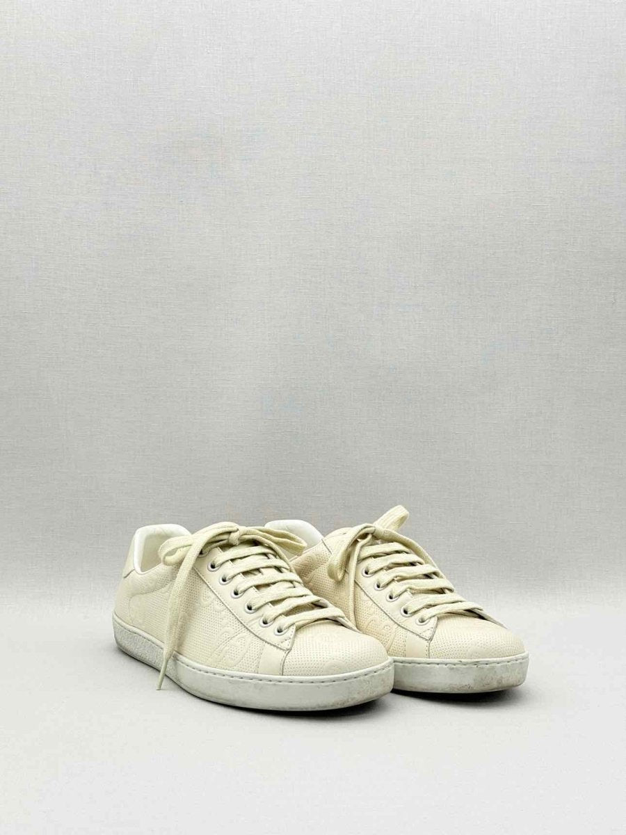 Pre-loved GUCCI Ace Cream GG Embossed Size EU 39 Sneakers at Reems Closet