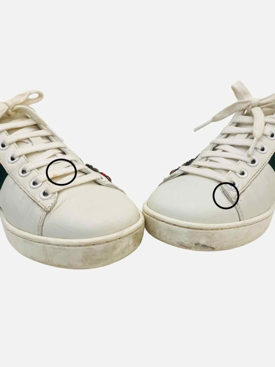 Pre - loved GUCCI Ace White Arrow Sneakers at Reems Closet