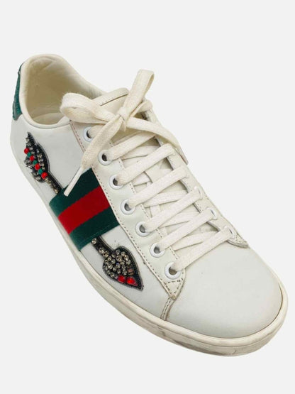 Pre - loved GUCCI Ace White Arrow Sneakers at Reems Closet