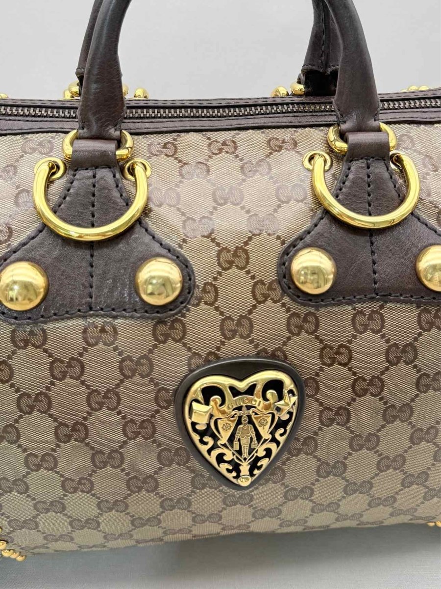 Pre-loved GUCCI Babouska Brown & Beige GG Top Handle at Reems Closet
