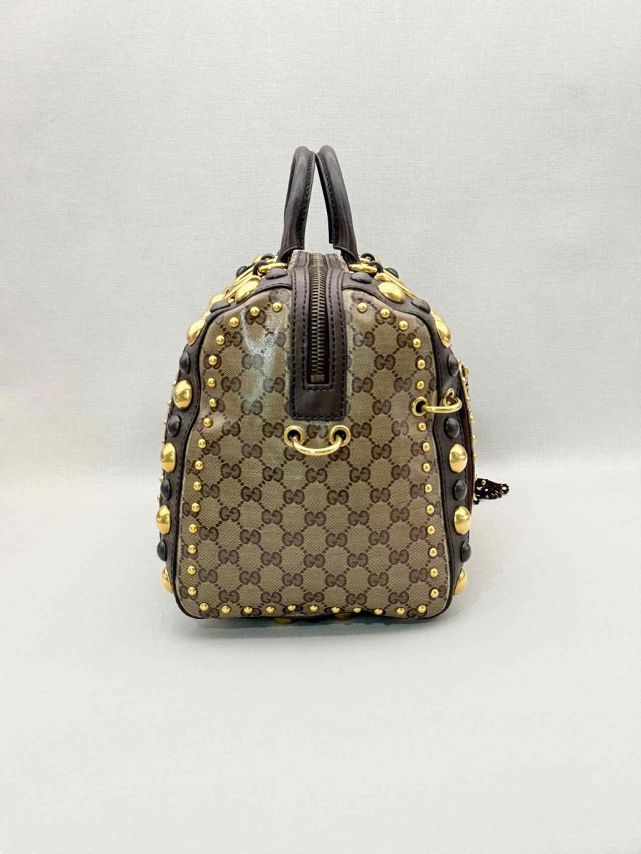Pre-loved GUCCI Babouska Brown & Beige GG Top Handle at Reems Closet