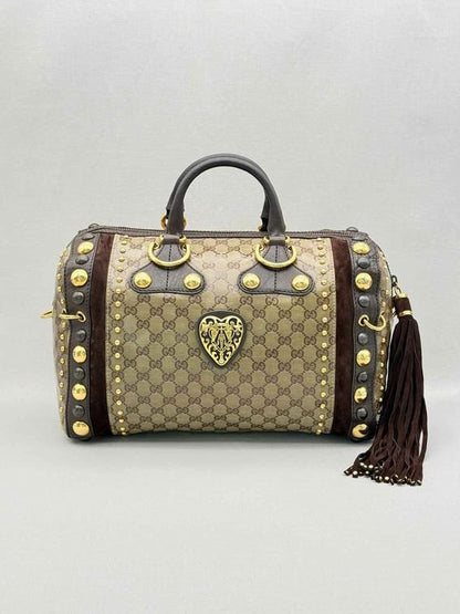 Pre-loved GUCCI Babouska Brown & Beige GG Top Handle at Reems Closet