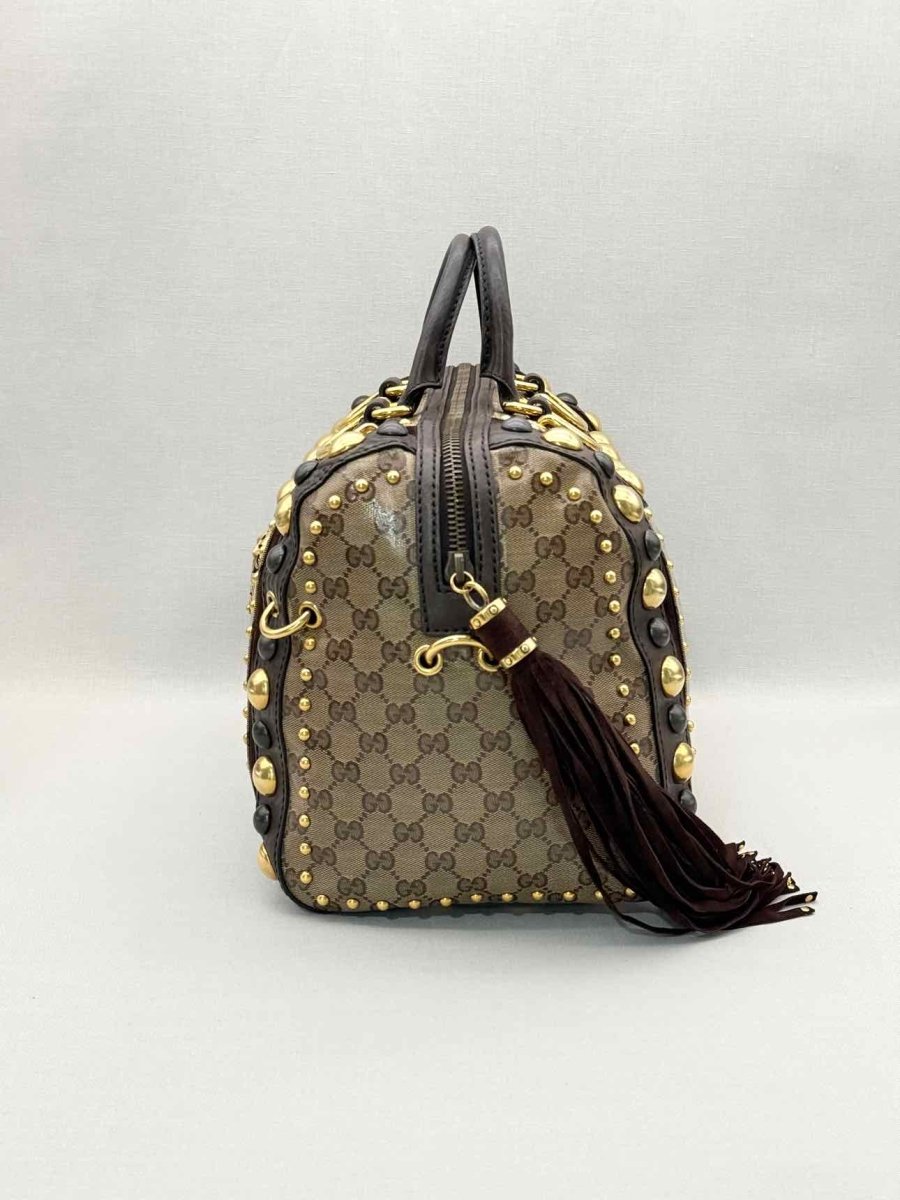 Pre-loved GUCCI Babouska Brown & Beige GG Top Handle at Reems Closet