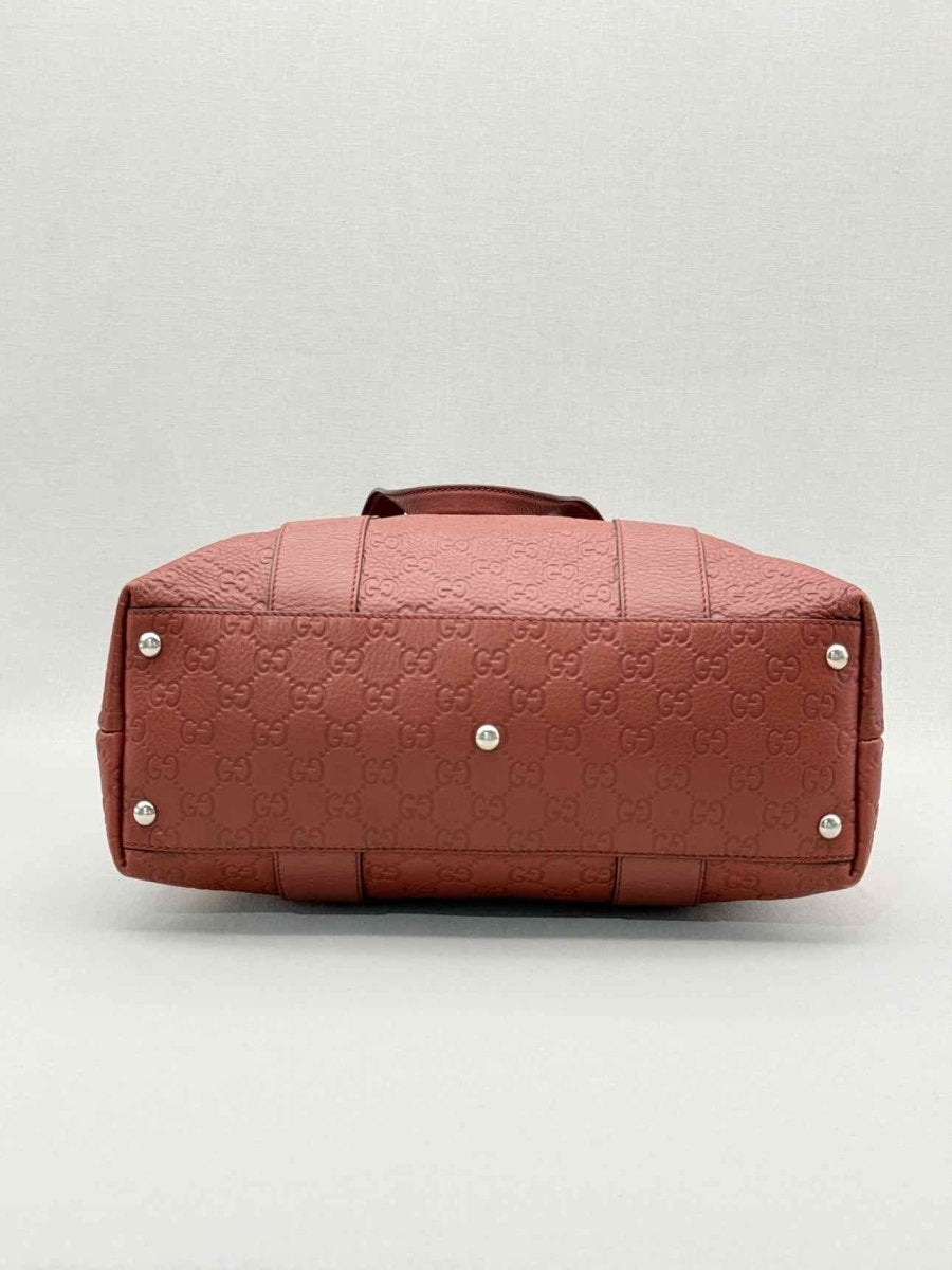 Pre - loved GUCCI Bamboo Bar Rusty Red Guccissima Tote Bag at Reems Closet