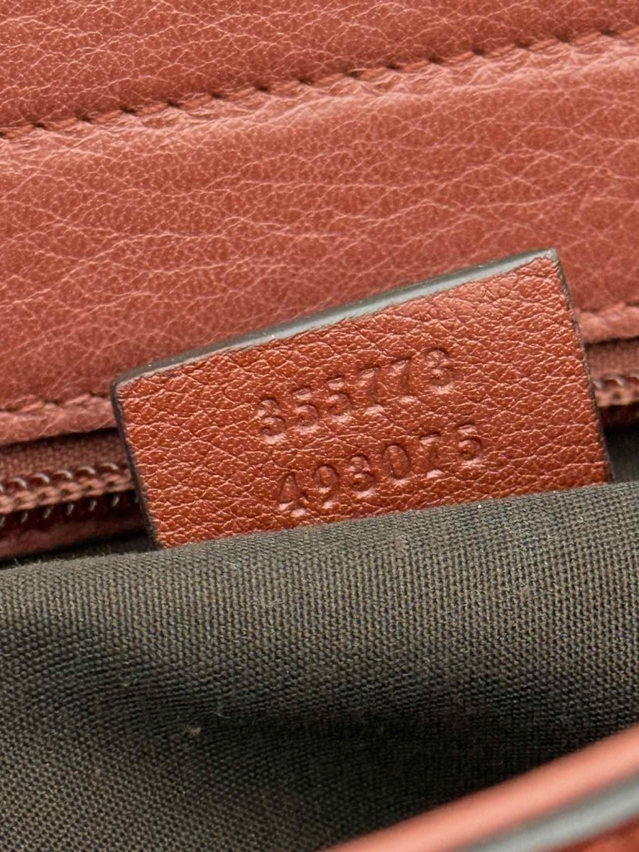 Pre - loved GUCCI Bamboo Bar Rusty Red Guccissima Tote Bag at Reems Closet