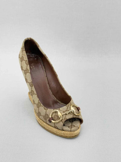 Pre - loved GUCCI Beige Guccissima Size EU 37 Wedges at Reems Closet