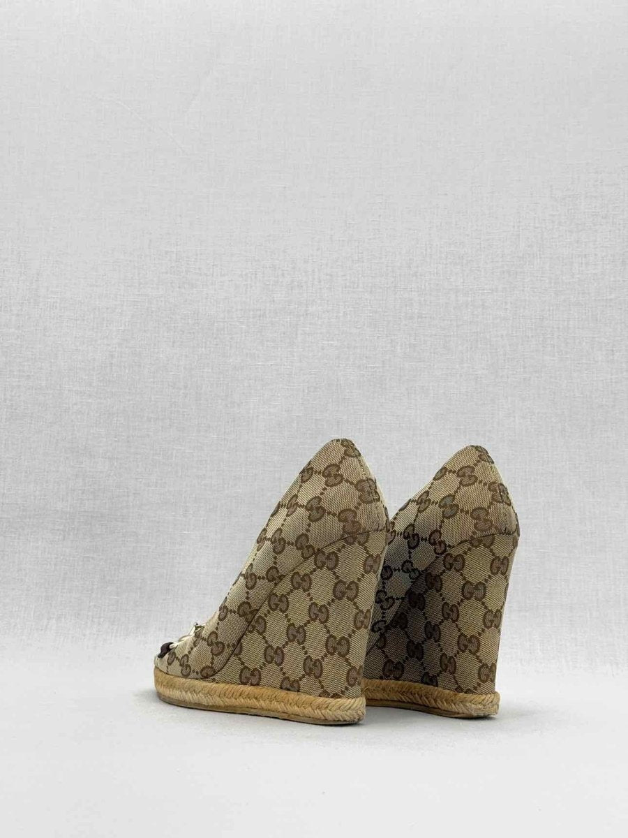 Pre - loved GUCCI Beige Guccissima Size EU 37 Wedges at Reems Closet