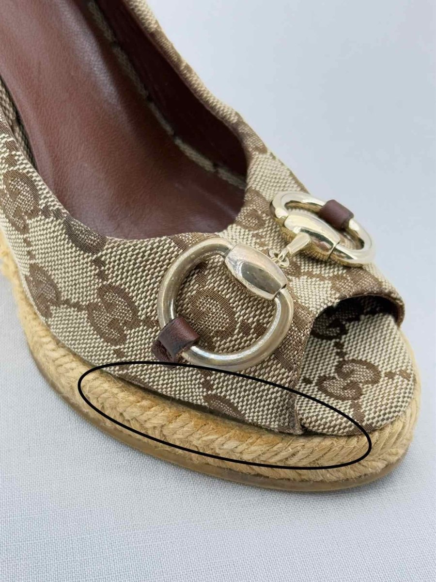 Pre - loved GUCCI Beige Guccissima Size EU 37 Wedges at Reems Closet