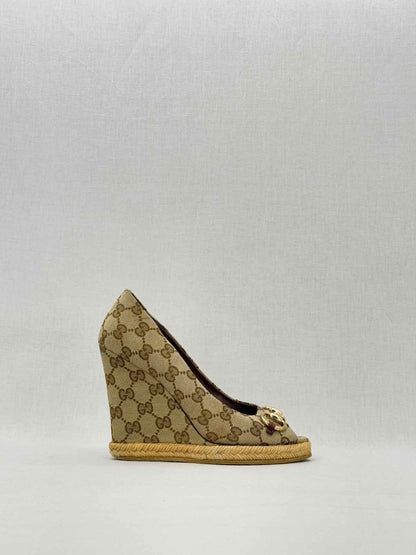 Pre - loved GUCCI Beige Guccissima Size EU 37 Wedges at Reems Closet