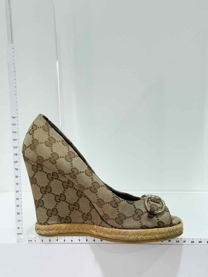 Pre - loved GUCCI Beige Guccissima Size EU 37 Wedges at Reems Closet
