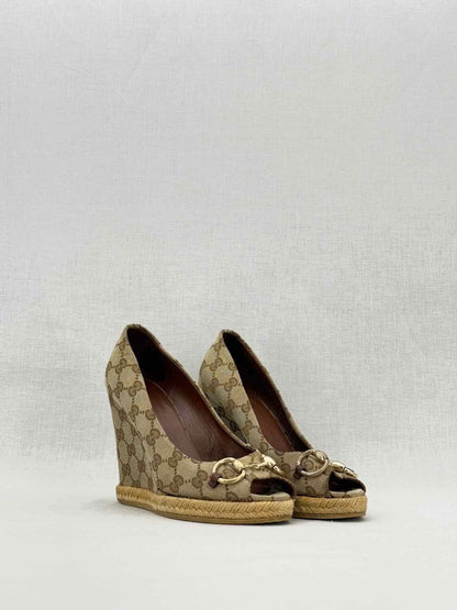 Pre - loved GUCCI Beige Guccissima Size EU 37 Wedges at Reems Closet