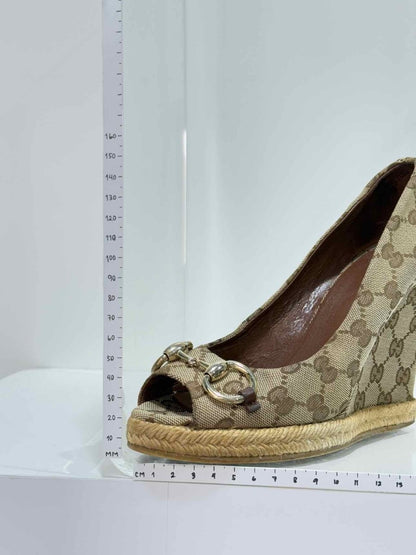 Pre - loved GUCCI Beige Guccissima Size EU 37 Wedges at Reems Closet
