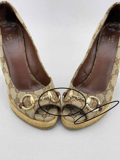 Pre - loved GUCCI Beige Guccissima Size EU 37 Wedges at Reems Closet