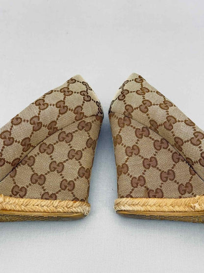 Pre - loved GUCCI Beige Guccissima Size EU 37 Wedges at Reems Closet
