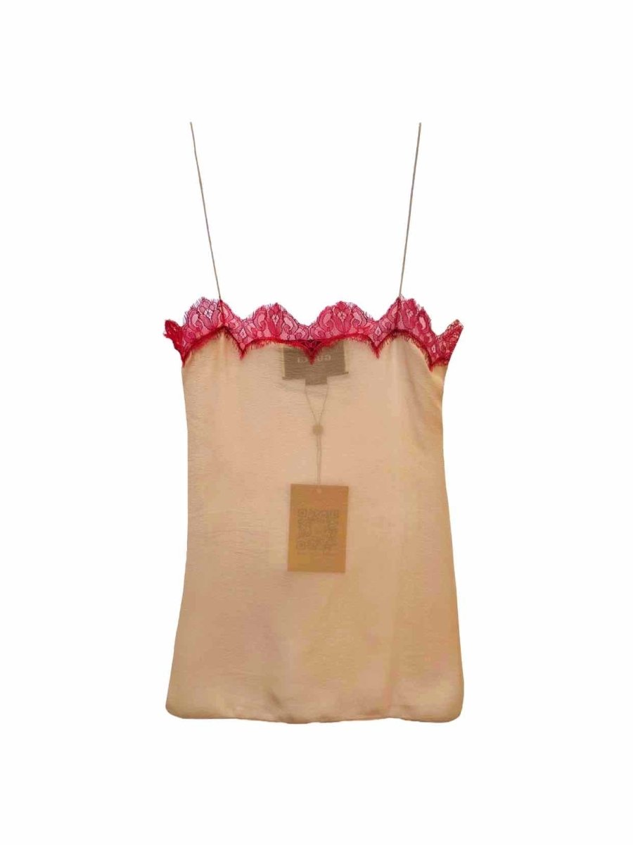 Pre - loved GUCCI Beige & Red Lace Camisole at Reems Closet