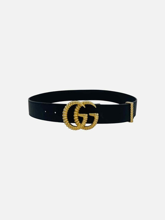 Pre - loved GUCCI Belt Black GG Belt at Reems Closet