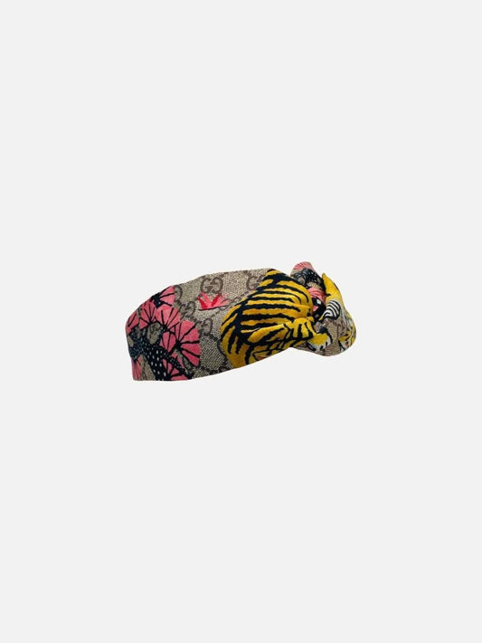 Pre - loved GUCCI Bengal Tiger Print Brown Multicolor GG Headband at Reems Closet