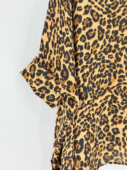 Pre - loved GUCCI Black & Beige Leopard Print Size US 4 Blouse at Reems Closet