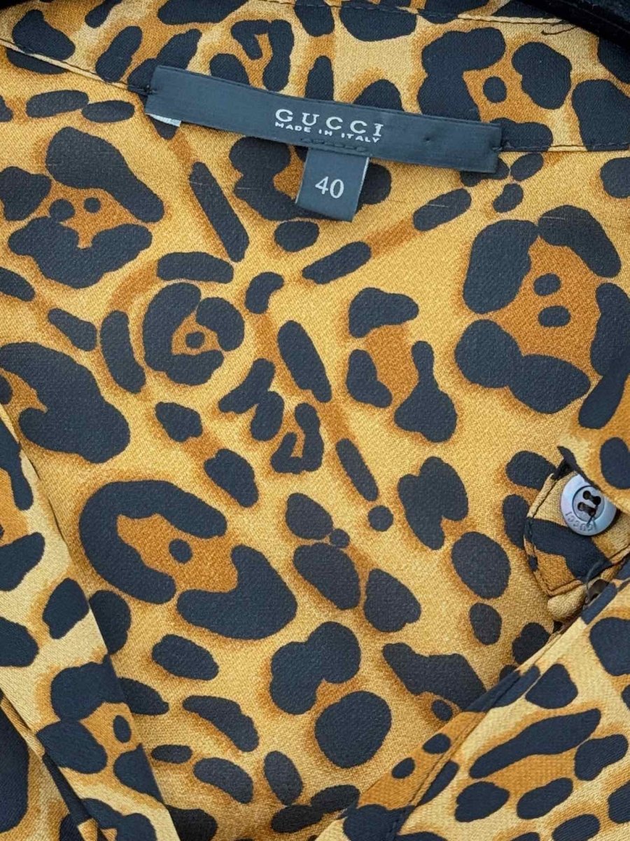 Pre - loved GUCCI Black & Beige Leopard Print Size US 4 Blouse at Reems Closet