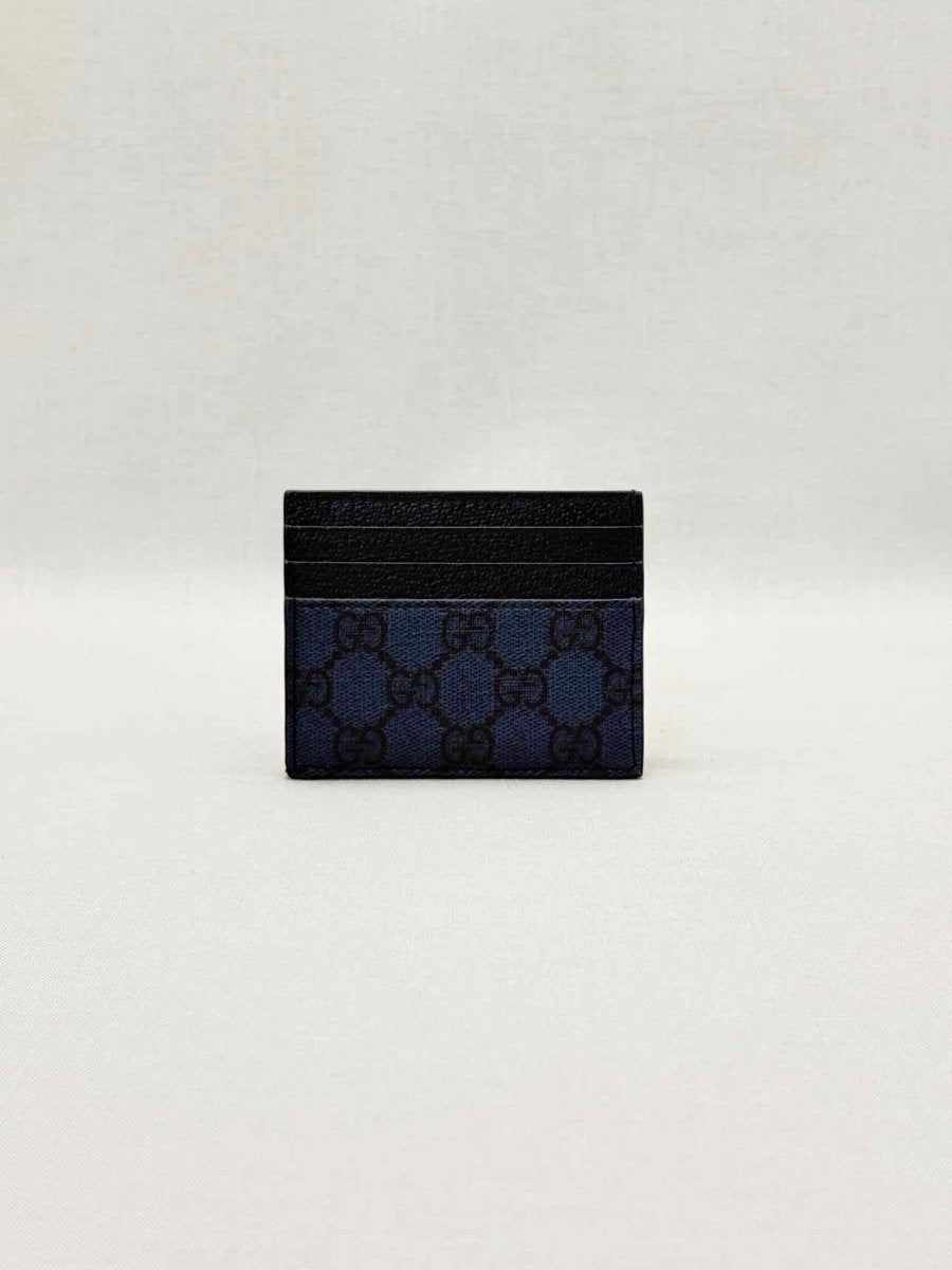 Pre-loved GUCCI Black & Blue GG Card Case at Reems Closet