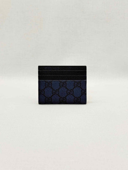 Pre-loved GUCCI Black & Blue GG Card Case at Reems Closet