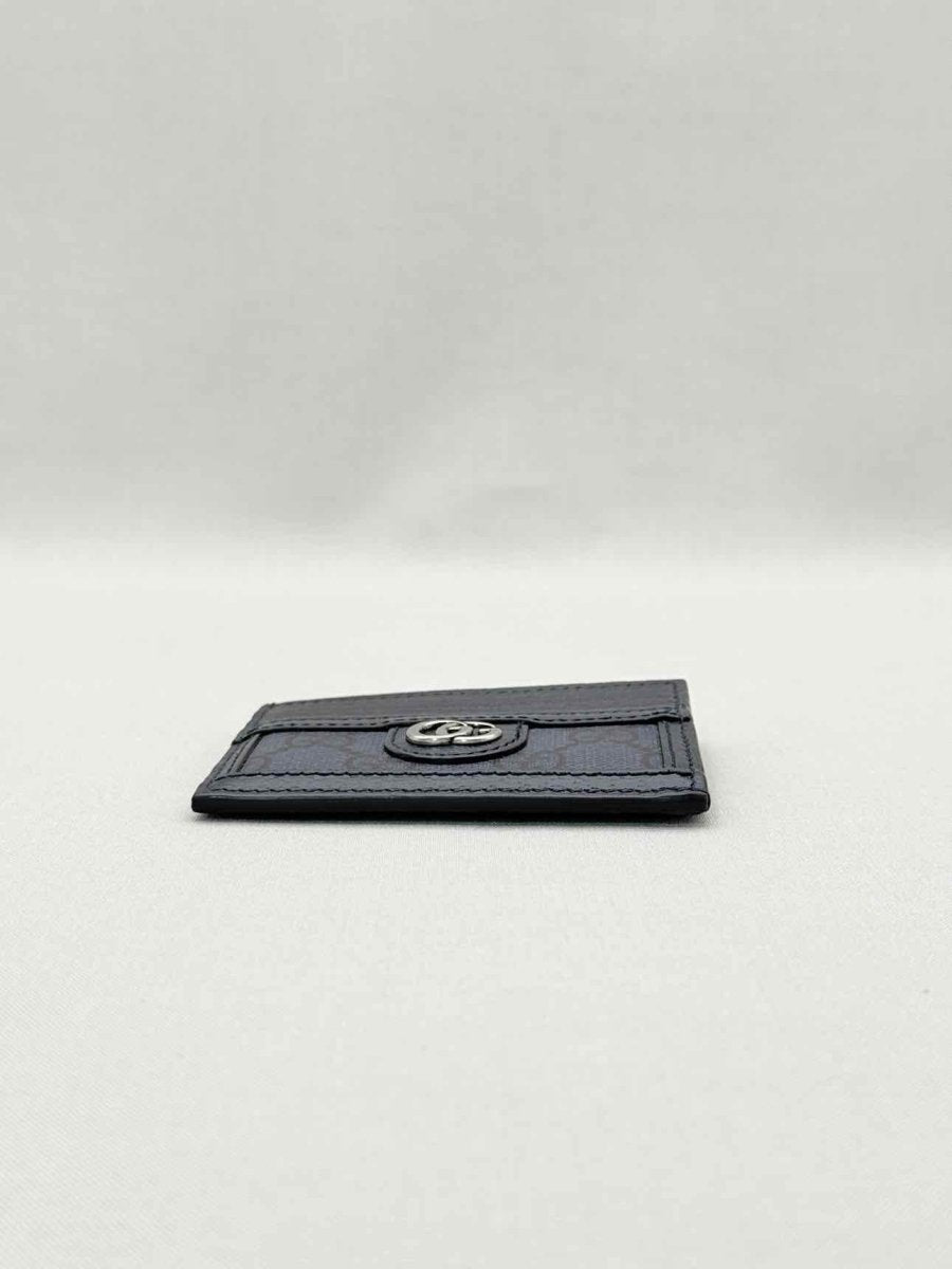 Pre-loved GUCCI Black & Blue GG Card Case at Reems Closet